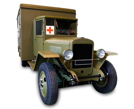 Military tented field hospital and ambulance vehicleのeditorial素材