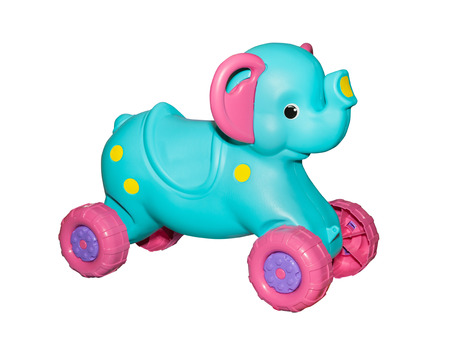 Kids elephant rocking chair isolated on white backgroundの写真素材