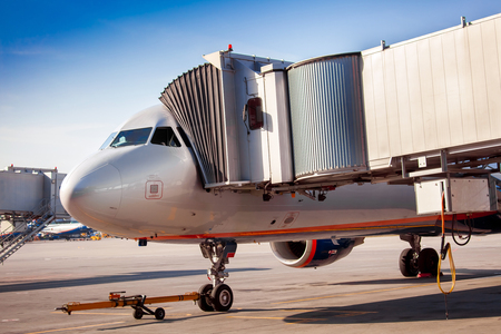 Sleeve transition for boarding passengers in aircraftのeditorial素材