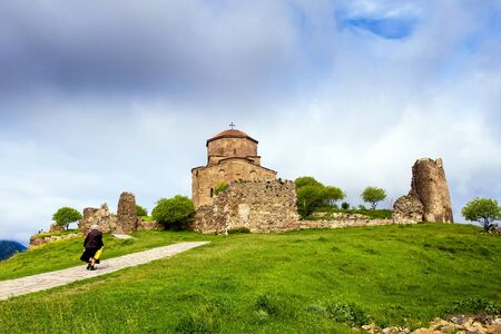 Jvari Monastery is a sixth century Georgian Orthodox monastery near Mtskheta, eastern Georgia.の写真素材