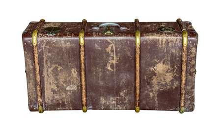 Old trunk (chest) isolated on white backgroundの写真素材