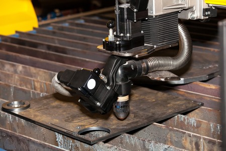 Laser cutting machine, metal processing close up view