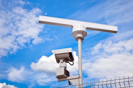 Radar surveillance system. Radar is used as the primary tool for scanning area and detect potential threats and optical sensor is only used to further assess the situation.の写真素材