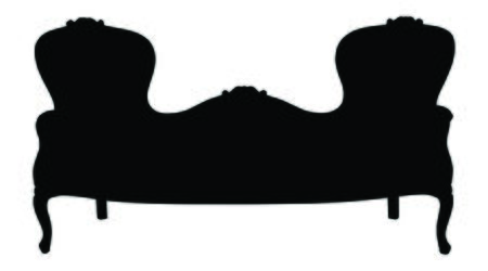 Silhouette of sofa isolated on white backgroundのイラスト素材