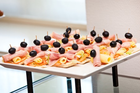 Buffet meal at a hotel, continental breakfast, snacks on the table