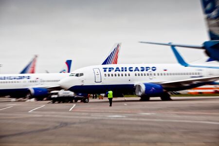 Transaero aircraft company at the international airport Sheremetyevoのeditorial素材