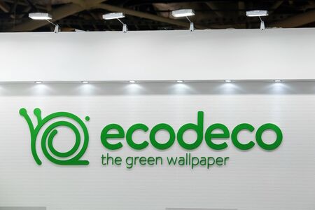 Logo sign of Ecodeco company. ECODECO brand and a producer of water and solvent-based printing inks and coatings for screen, gravure, flexo and inkjet printing.のeditorial素材