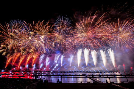 Moscow International Festival Circle of light. Firework show on Moscow rowing basinのeditorial素材