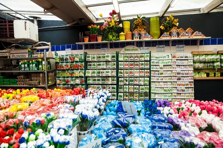 Flower market in Amsterdam city, Netherlandsのeditorial素材