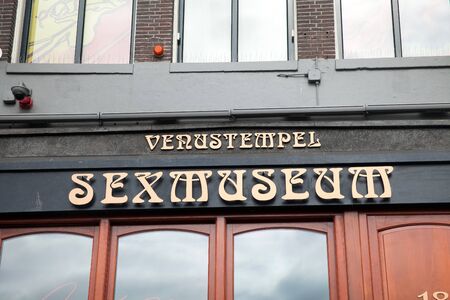 Entrance sign on the wall in Amsterdam sex museumのeditorial素材