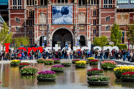 Amsterdam, Netherlands - April, 2017: I Amsterdam sign near Rijksmuseum in Amsterdam, Netherlandsのeditorial素材