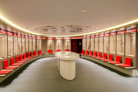 Interior view of dressing room on Amsterdam Ajax Football Arenaのeditorial素材