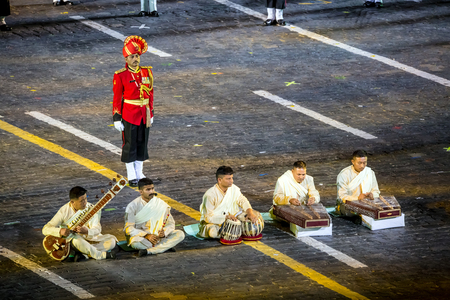 Moscow, Russia - August, 2017: Performance of Turkish Armed Forces Mehteran Unit from Turkey on International Military Tattoo Music Festival "Spasskaya Tower" in Moscow, Russiaのeditorial素材