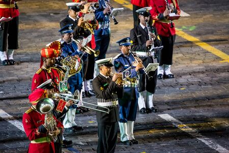 Moscow, Russia - August, 2017: Performance of Turkish Armed Forces Mehteran Unit from Turkey on International Military Tattoo Music Festival "Spasskaya Tower" in Moscow, Russiaのeditorial素材