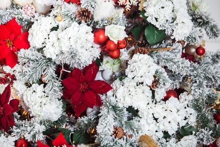 Green New Year tree decoratedの写真素材