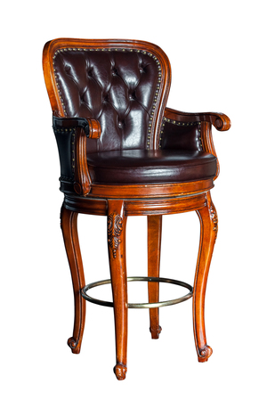 Vintage brown wooden bar chairの写真素材