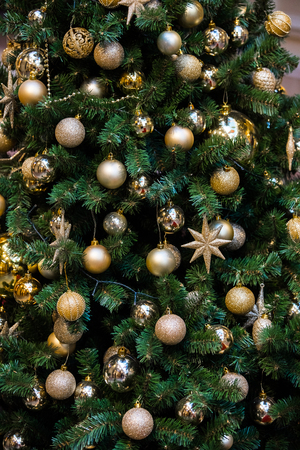 Green New Year tree decoratedの写真素材