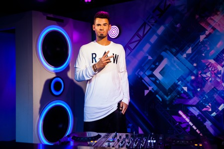Wax figure of Dutch DJ, record producer and remixer Afrojack in Madame Tussauds Wax museum in...
