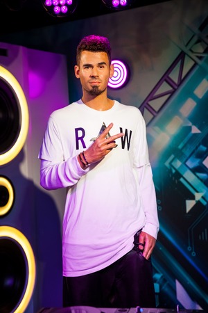 Wax figure of Dutch DJ, record producer and remixer Afrojack in Madame Tussauds Wax museum in Amsterdam, Netherlandsのeditorial素材