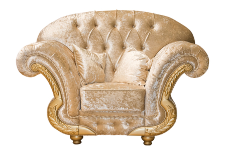 Luxury textile antique armchair isolatedの写真素材