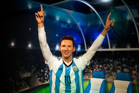 Wax figure of Lionel Messi soccer player in Madame Tussauds Wax museum in Amsterdam, Netherlandsのeditorial素材