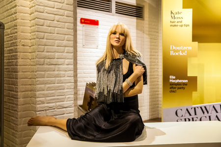Wax figure of English model and businesswoman Kate Moss in Madame Tussauds Wax museum in Amsterdam, Netherlandsのeditorial素材