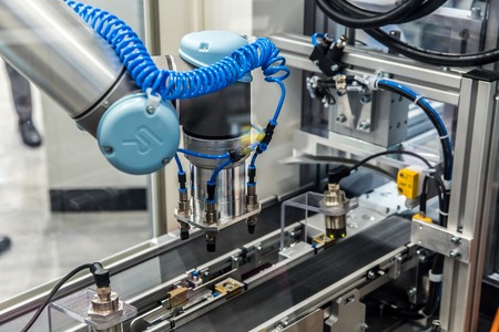 Universal Robots presenting practical examples show how flexible, simple and individual UR robots can be used for every requirement and application on Messe fair in Hannover, Germanyのeditorial素材