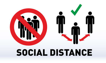 Social distancing icon. Keep Your Distance Keep t. Avoid crowds. Coronovirus epidemic protective. Vector illustrationのイラスト素材