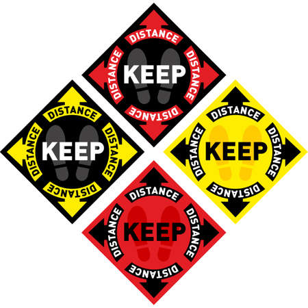 Social distancing floor sign. Keep Your Distance. Coronovirus epidemic protective. Vector illustrationのイラスト素材