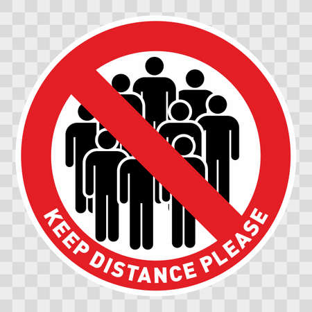 Keep Social Distance please Instruction Icon against the Spread of the Novel Coronavirus Covid-19. Vector Image.のイラスト素材