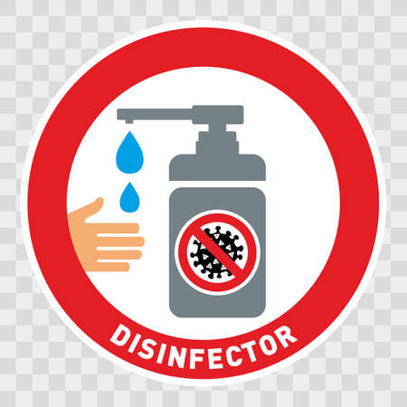 Warning and quarantine sign disinfector. Lockdown Pandemic stop Coronavirus outbreak covid-19 2019-nCoV.のイラスト素材