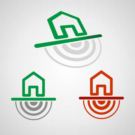 Global seismology sign Branding Identity Corporate vector logo design template Isolated on a white background. Earthquake building Icon.のイラスト素材