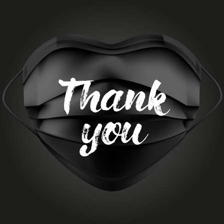 Thank you Doctors and Nurses vector hand drawn poster with symbol of love, brave heart and gratitude to all workers of medicine.のイラスト素材