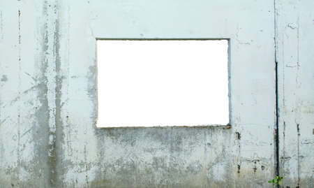 Empty white Square hole in the concrete wall with bricked-in. The background of the despair of the...