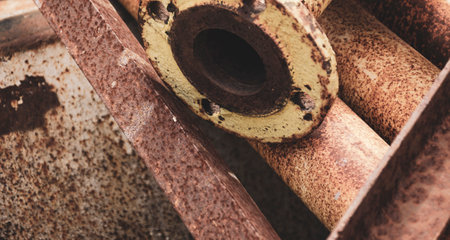 Scrap metal for recycling background. a lot of different rusty industrial part detail for melt and reused. Old rusty metal pipe connection. Abstract background for design purpose. warm orange color.の写真素材