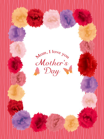 Mother's day vintage greeting card with carnation flowers.のイラスト素材
