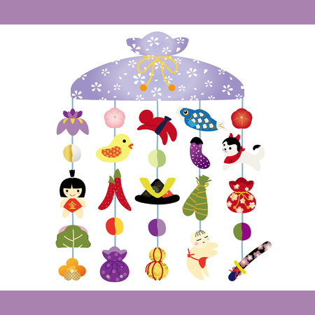 A doll decorating on a chil's day which is traditional Japanese culture.のイラスト素材