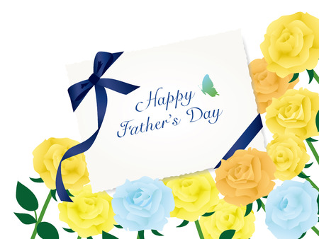 Father's day vintage greeting card with yellow rose flowers.のイラスト素材