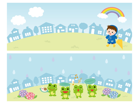 Rainy season banner set.のイラスト素材