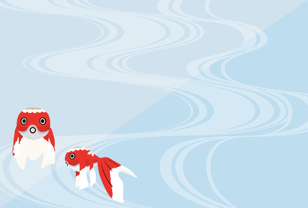 Summer greeting card of goldfishのイラスト素材