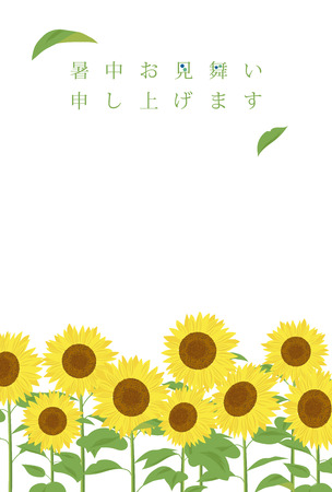 Summer greeting card of sunflowerのイラスト素材
