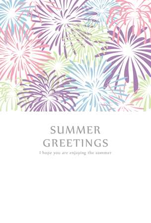 Summer greeting card of fireworksのイラスト素材