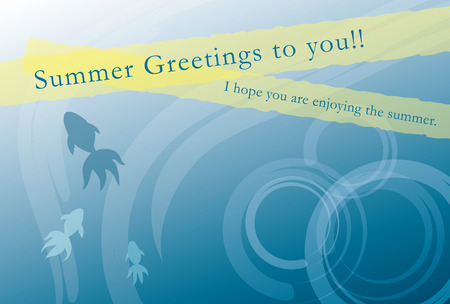 Summer greeting card of goldfishのイラスト素材