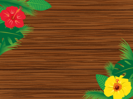 Tropical flowers and leaf framesのイラスト素材