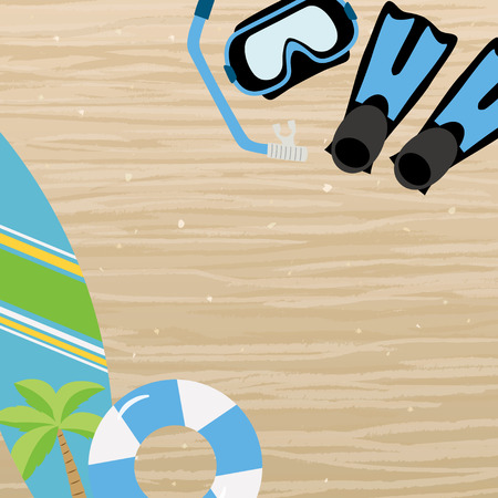 Summer beach frame with beach itemsのイラスト素材