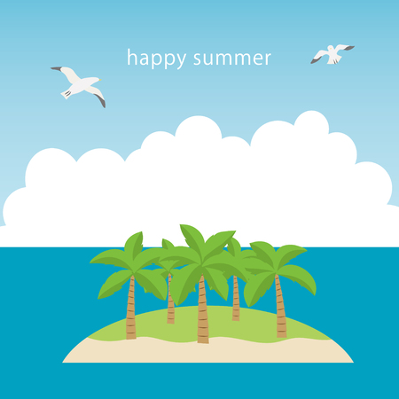 Sea scenery where uninhabited island floatsのイラスト素材