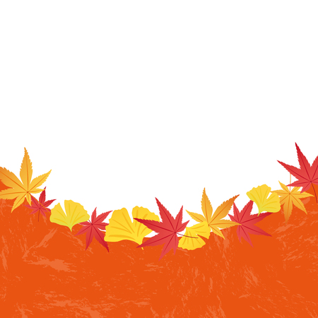 Maple and ginkgo leaf vector frameのイラスト素材