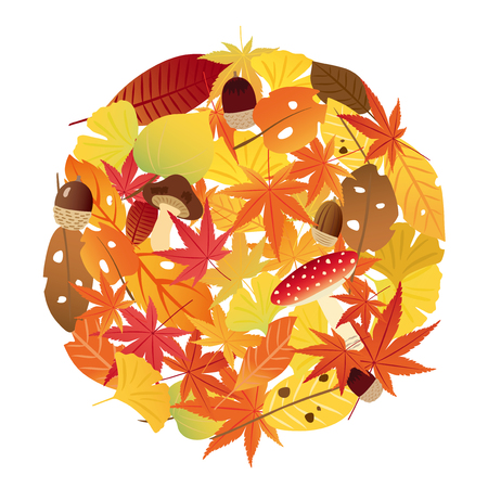 Autumn leaves vector frameのイラスト素材