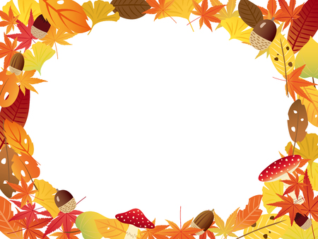 Autumn leaves vector frameのイラスト素材