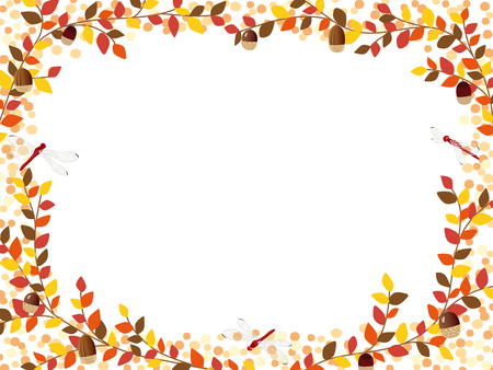 Autumn leaves vector frameのイラスト素材